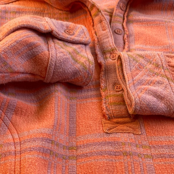 Orange Plaid Pullover Shirt - Picture 2 of 5